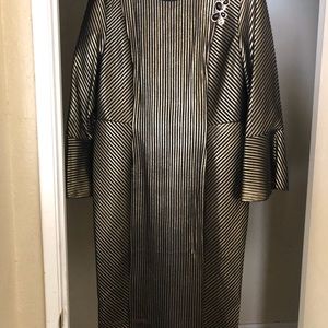 Gold and black shimmer dress with striped pattern